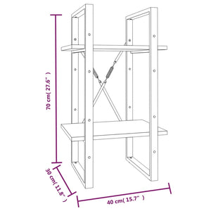 Βιβλιοθήκη με 2 Ράφια Γκρι Sonoma 40x30x70 εκ. Επεξεργ. Ξύλο