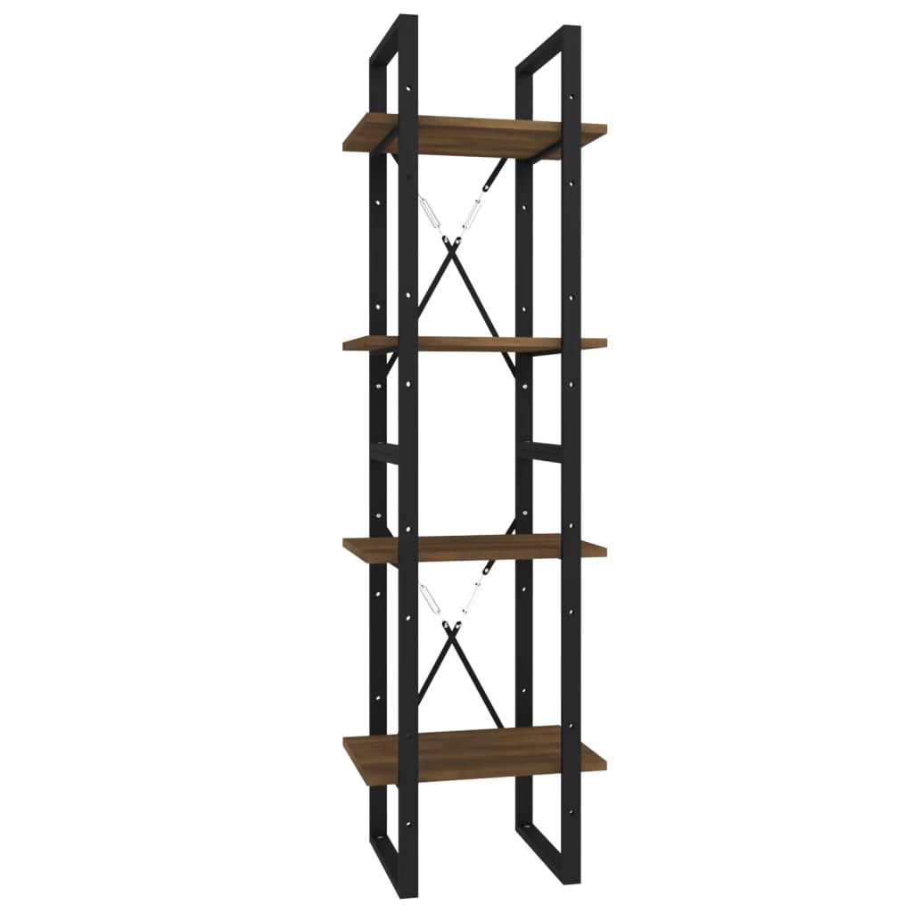Βιβλιοθήκη με 4 Ράφια Καφέ Δρυς 40x30x140 εκ. Επεξεργ. Ξύλο