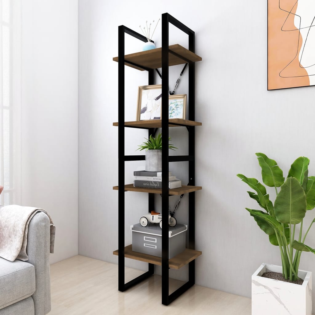 Βιβλιοθήκη με 4 Ράφια Καφέ Δρυς 40x30x140 εκ. Επεξεργ. Ξύλο