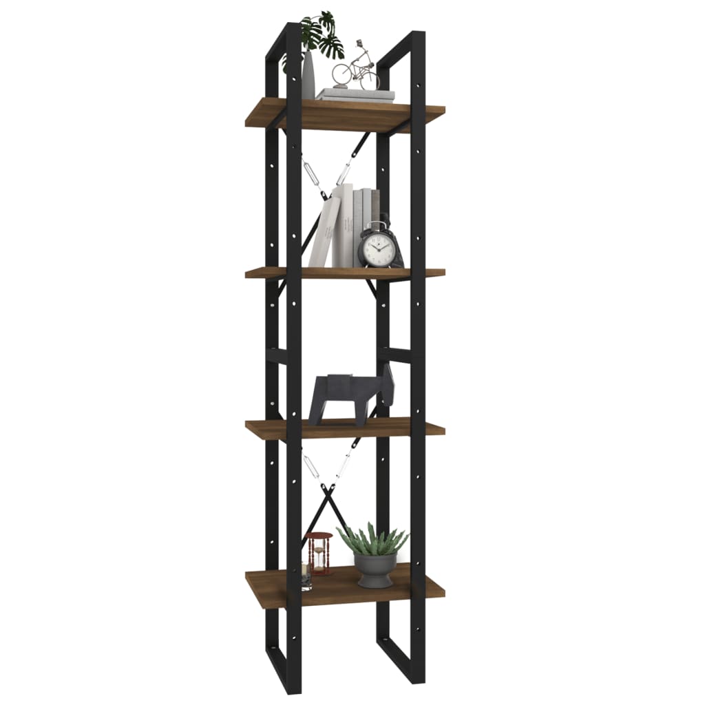 Βιβλιοθήκη με 4 Ράφια Καφέ Δρυς 40x30x140 εκ. Επεξεργ. Ξύλο
