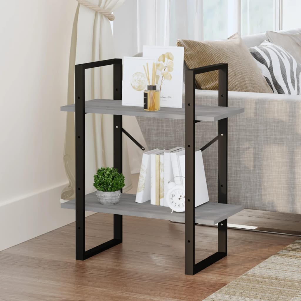 Βιβλιοθήκη με 2 Ράφια Γκρι Sonoma 60x30x70 εκ. Επεξεργ. Ξύλο
