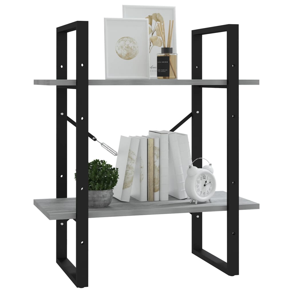 Βιβλιοθήκη με 2 Ράφια Γκρι Sonoma 60x30x70 εκ. Επεξεργ. Ξύλο