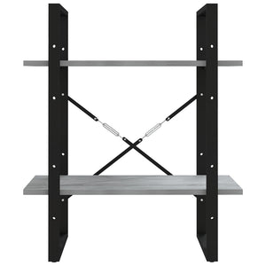 Βιβλιοθήκη με 2 Ράφια Γκρι Sonoma 60x30x70 εκ. Επεξεργ. Ξύλο