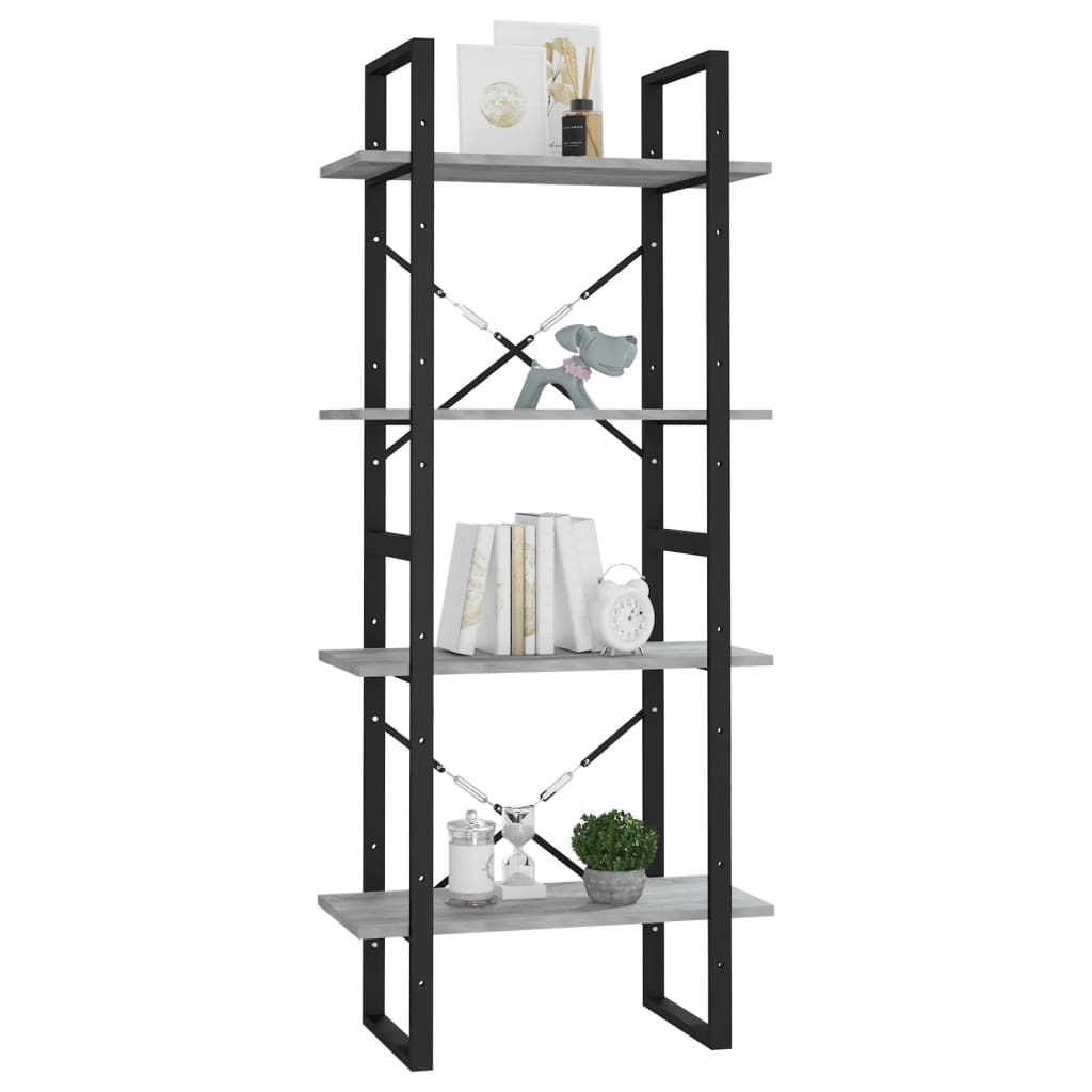 Βιβλιοθήκη με 4 Ράφια Γκρι Sonoma 60x30x140 εκ. Επεξεργ. Ξύλο