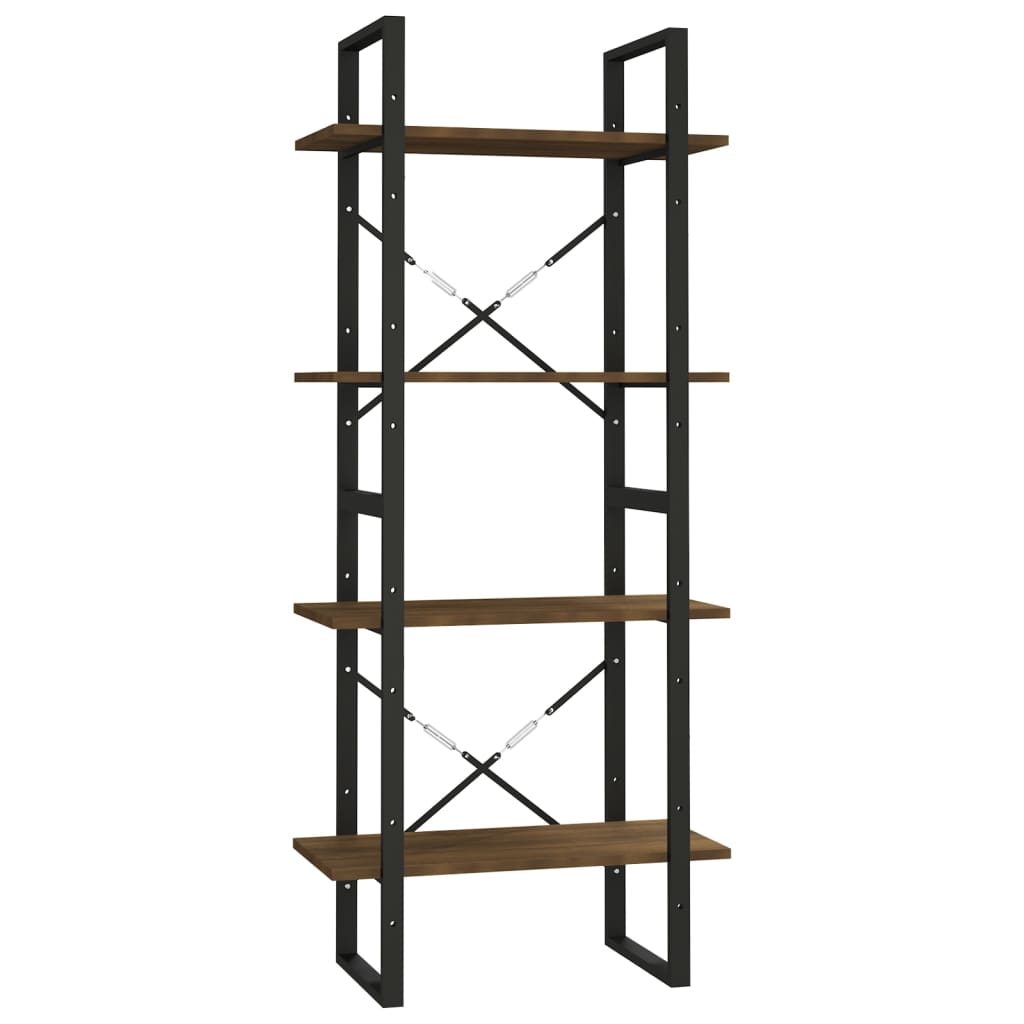 Βιβλιοθήκη με 4 Ράφια Καφέ Δρυς 60x30x140 εκ. Επεξεργ. Ξύλο - Pakobazaar