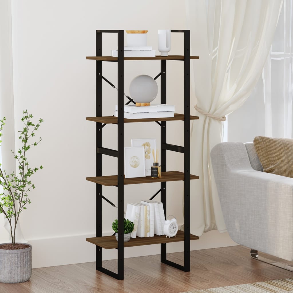 Βιβλιοθήκη με 4 Ράφια Καφέ Δρυς 60x30x140 εκ. Επεξεργ. Ξύλο - Pakobazaar