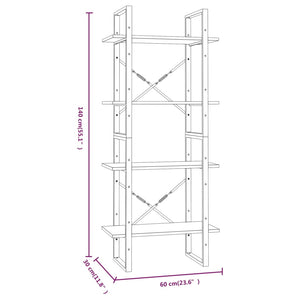 Βιβλιοθήκη με 4 Ράφια Καφέ Δρυς 60x30x140 εκ. Επεξεργ. Ξύλο - Pakobazaar
