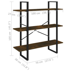 Βιβλιοθήκη Καπνιστή Δρυς 100x30x105 εκ. από Επεξεργασμένο Ξύλο