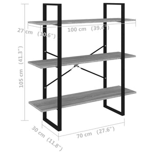 Βιβλιοθήκη Γκρι Sonoma 100x30x105 εκ. από Επεξεργασμένο Ξύλο