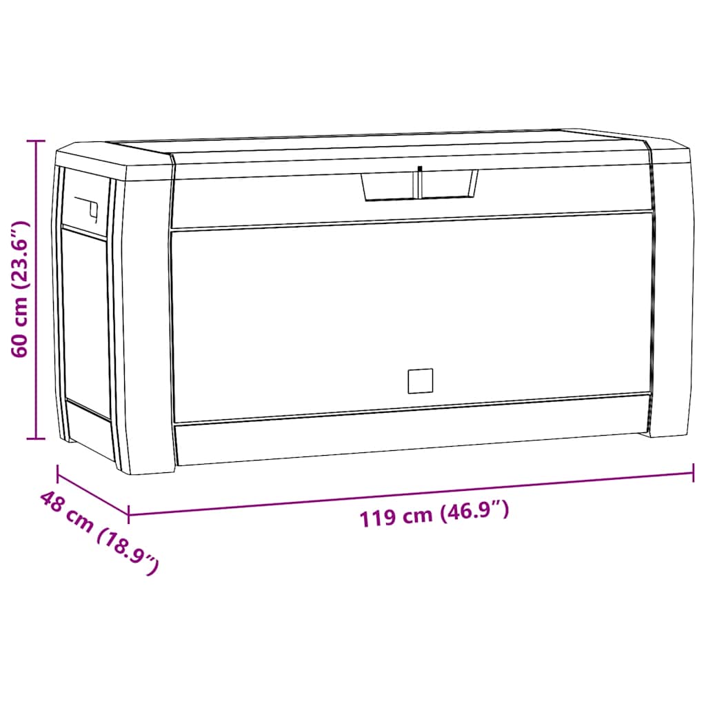 Μπαούλο Αποθήκευσης Κήπου Ανθρακί 119x48x60 εκ. απο Πολυπ/λένιο - PAKOBAZAAR