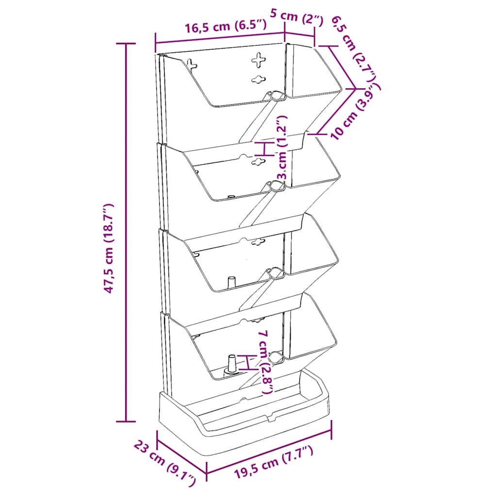 Φυτά Κήπου Κάθετα Σετ 4 Τεμ. Ανθρακί από Πολυπροπυλένιο - PAKOBAZAAR