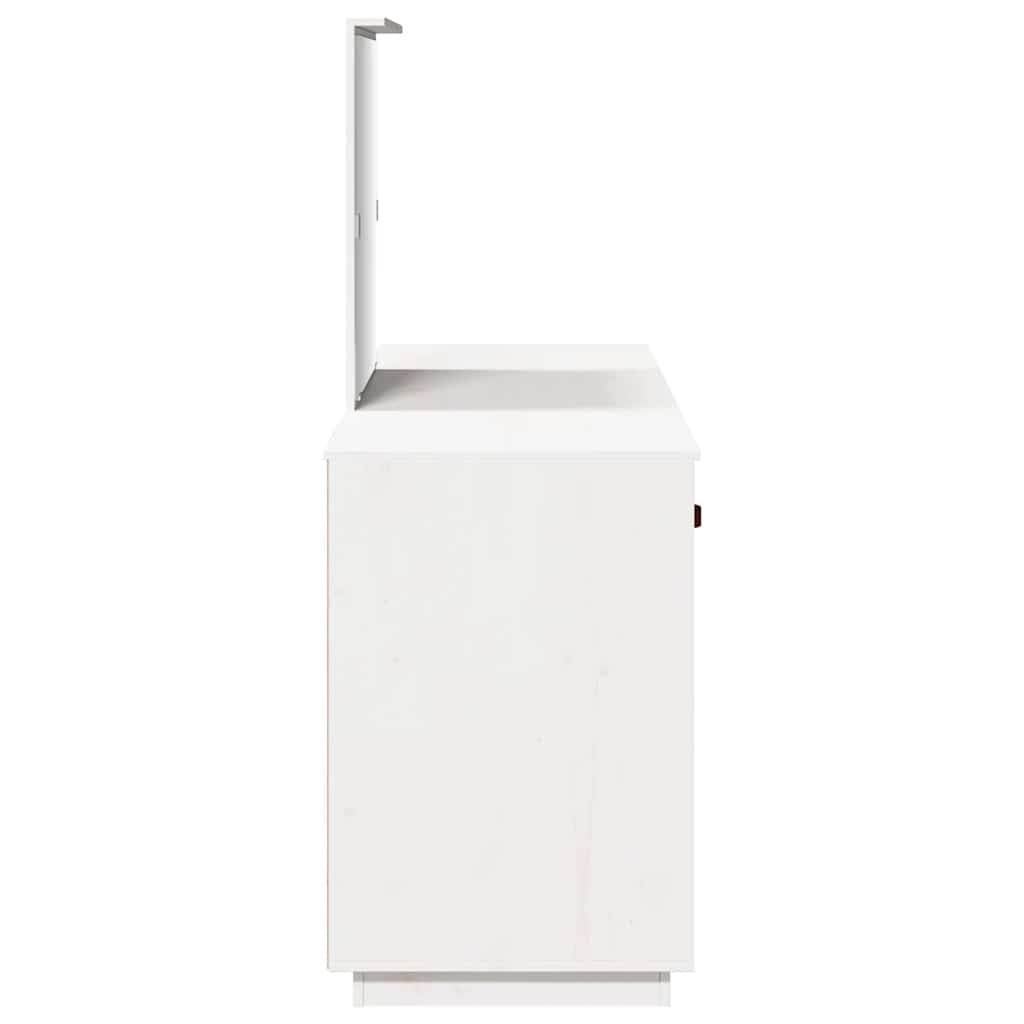 Μπουντουάρ Σετ με Καθρέφτη Λευκό από Μασίφ Ξύλο Πεύκου - PAKOBAZAAR