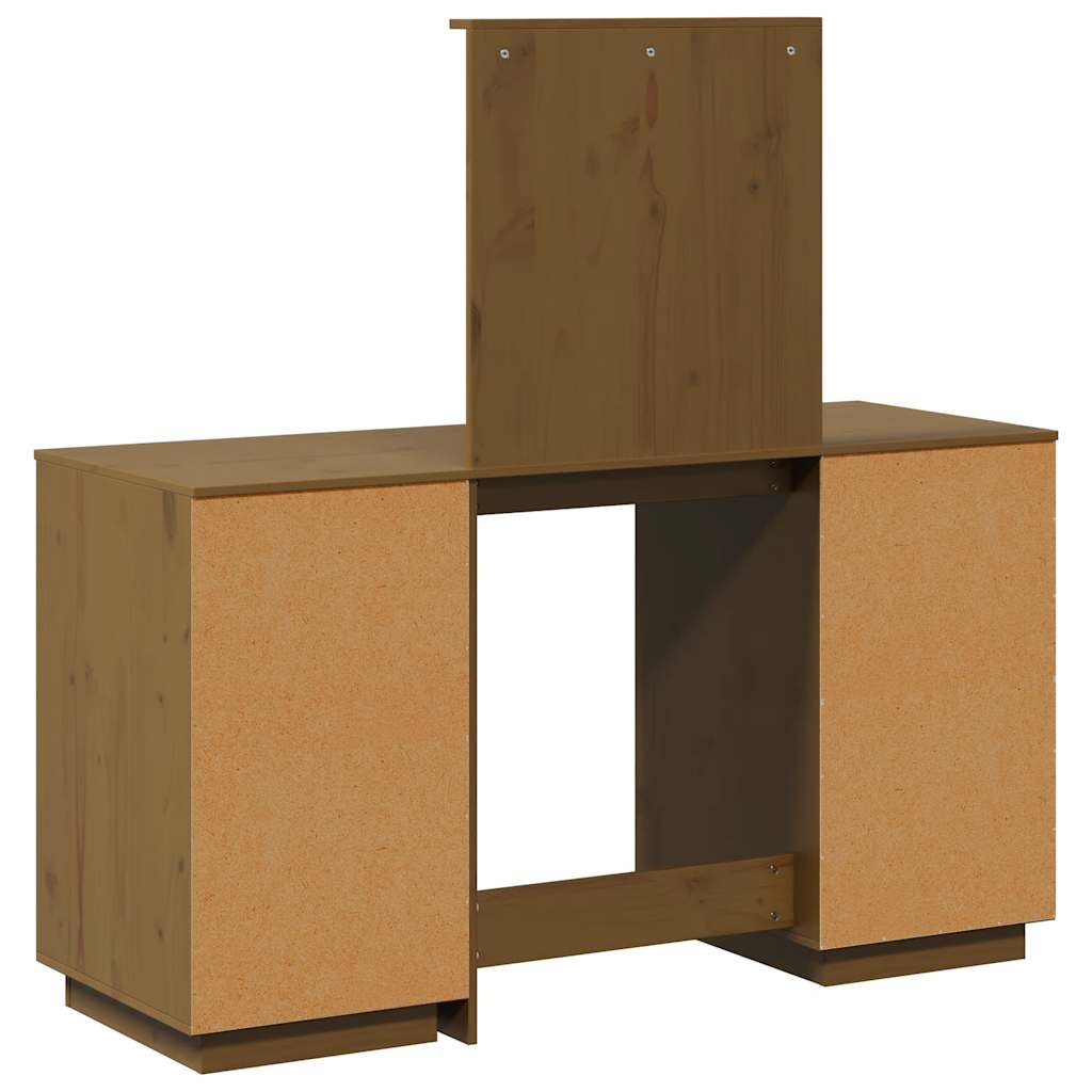 Μπουντουάρ Σετ με Καθρέπτη Καφέ Μελί από Μασίφ Ξύλο Πεύκου - PAKOBAZAAR