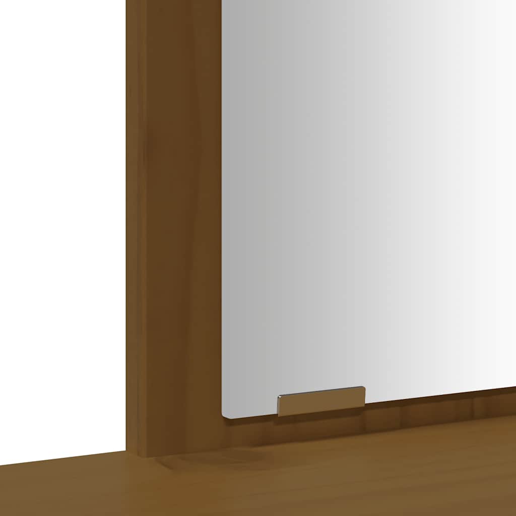 Μπουντουάρ Σετ με Καθρέπτη Καφέ Μελί από Μασίφ Ξύλο Πεύκου - PAKOBAZAAR