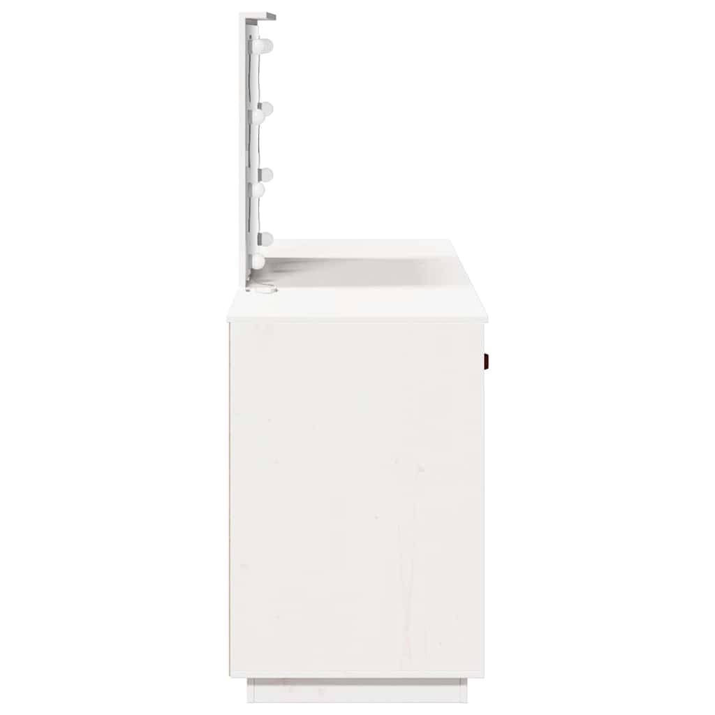 Μπουντουάρ Σετ με LED Λευκό από Μασίφ Ξύλο Πεύκου - PAKOBAZAAR