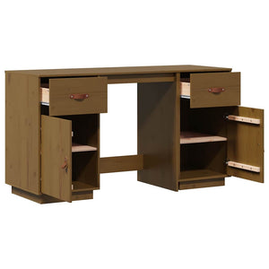 Ντουλάπι Γραφείου Καφέ Μελί 135x50x75εκ. από Μασίφ Ξύλο Πεύκου