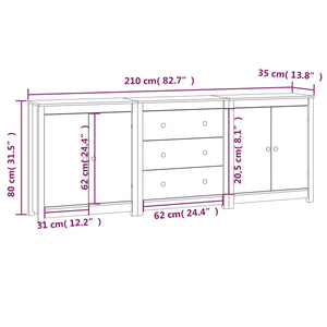 Ντουλάπι Λευκό 210 x 35 x 80 εκ. από Μασίφ Ξύλο Πεύκου - PAKOBAZAAR