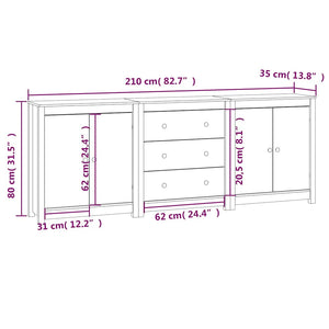 Ντουλάπι Μαύρος 210x35x80 εκ. από Μασίφ Ξύλο Πεύκου