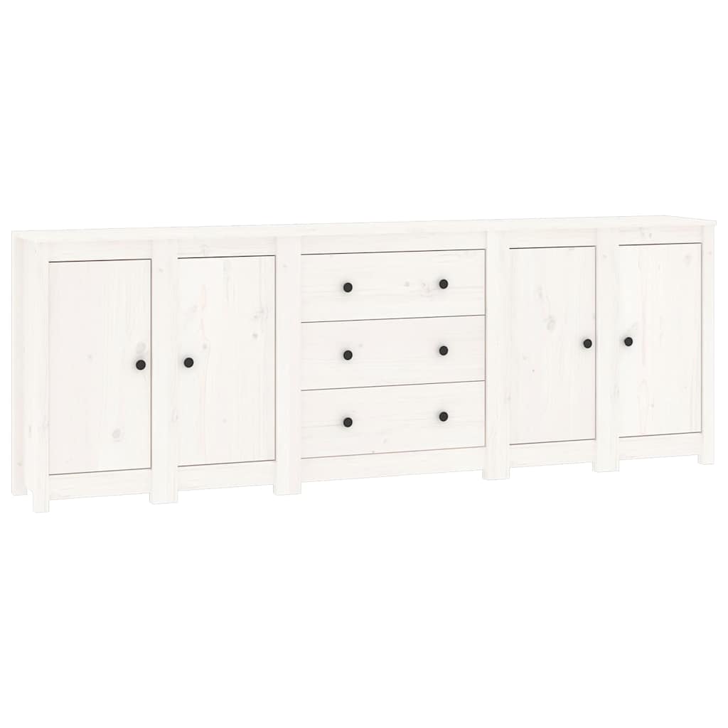 Συρταριέρα Λευκή 230x35x80 εκ. από Μασίφ Ξύλο Πεύκου