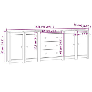 Συρταριέρα Λευκή 230x35x80 εκ. από Μασίφ Ξύλο Πεύκου