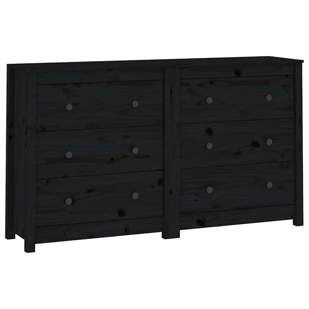 Ντουλάπι Μαύρος 140x35x80 εκ. από Μασίφ Ξύλο Πεύκου