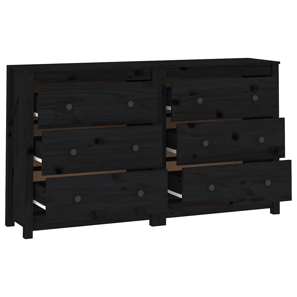 Ντουλάπι Μαύρος 140x35x80 εκ. από Μασίφ Ξύλο Πεύκου