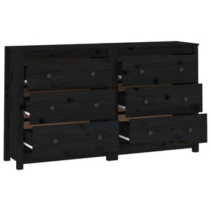 Ντουλάπι Μαύρος 140x35x80 εκ. από Μασίφ Ξύλο Πεύκου
