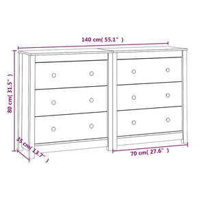 Ντουλάπι Μαύρος 140x35x80 εκ. από Μασίφ Ξύλο Πεύκου