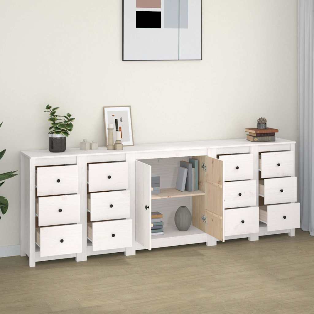 Ντουλάπι Λευκό 230 x 35 x 80 εκ. από Μασίφ Ξύλο Πεύκου