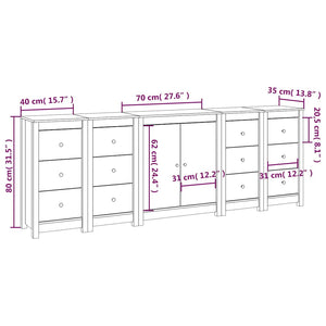 Ντουλάπι Λευκό 230 x 35 x 80 εκ. από Μασίφ Ξύλο Πεύκου