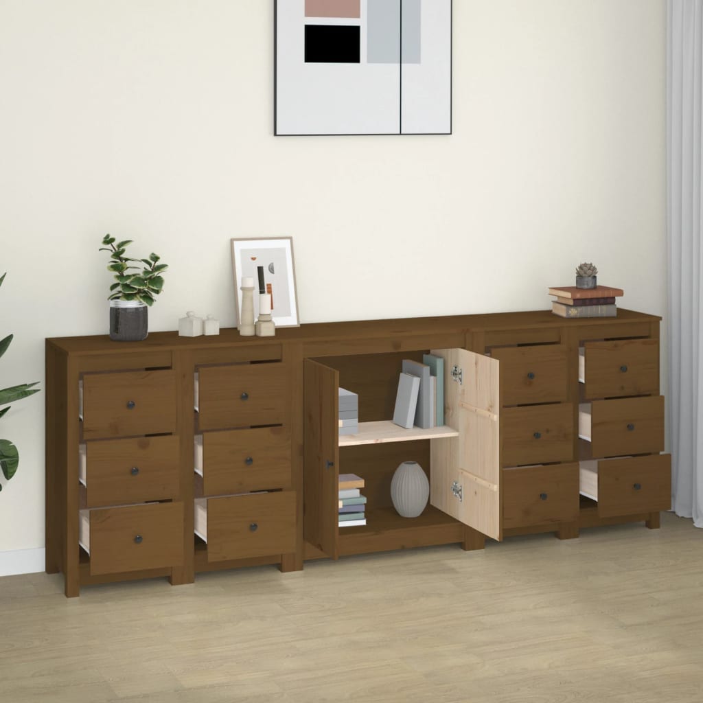 Ντουλάπι Καφέ Μελί 230 x 35 x 80 εκ. από Μασίφ Ξύλο Πεύκου
