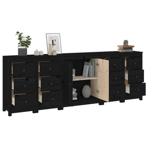 Ντουλάπι Μαύρος 230x35x80 εκ. από Μασίφ Ξύλο Πεύκου