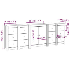Ντουλάπι Μαύρος 230x35x80 εκ. από Μασίφ Ξύλο Πεύκου