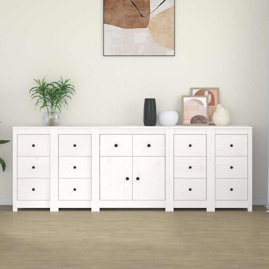 Ντουλάπι Λευκό 230 x 35 x 80 εκ. από Μασίφ Ξύλο Πεύκου