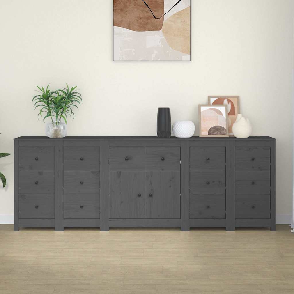 Ντουλάπι Γκρι 230x35x80 εκ. από Μασίφ Ξύλο Πεύκου