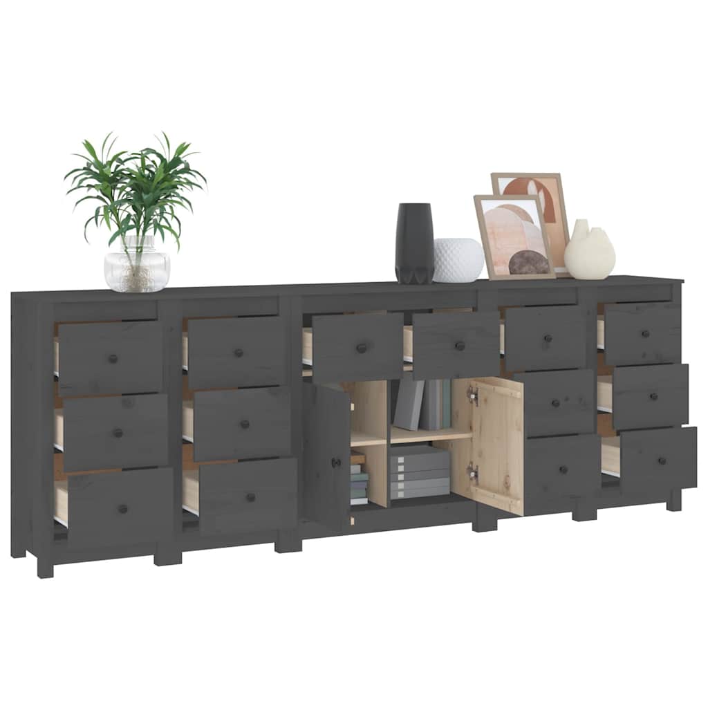 Ντουλάπι Γκρι 230x35x80 εκ. από Μασίφ Ξύλο Πεύκου