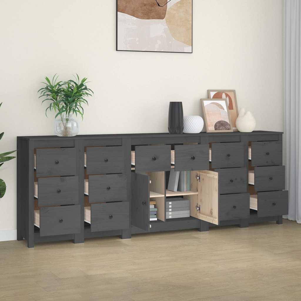 Ντουλάπι Γκρι 230x35x80 εκ. από Μασίφ Ξύλο Πεύκου
