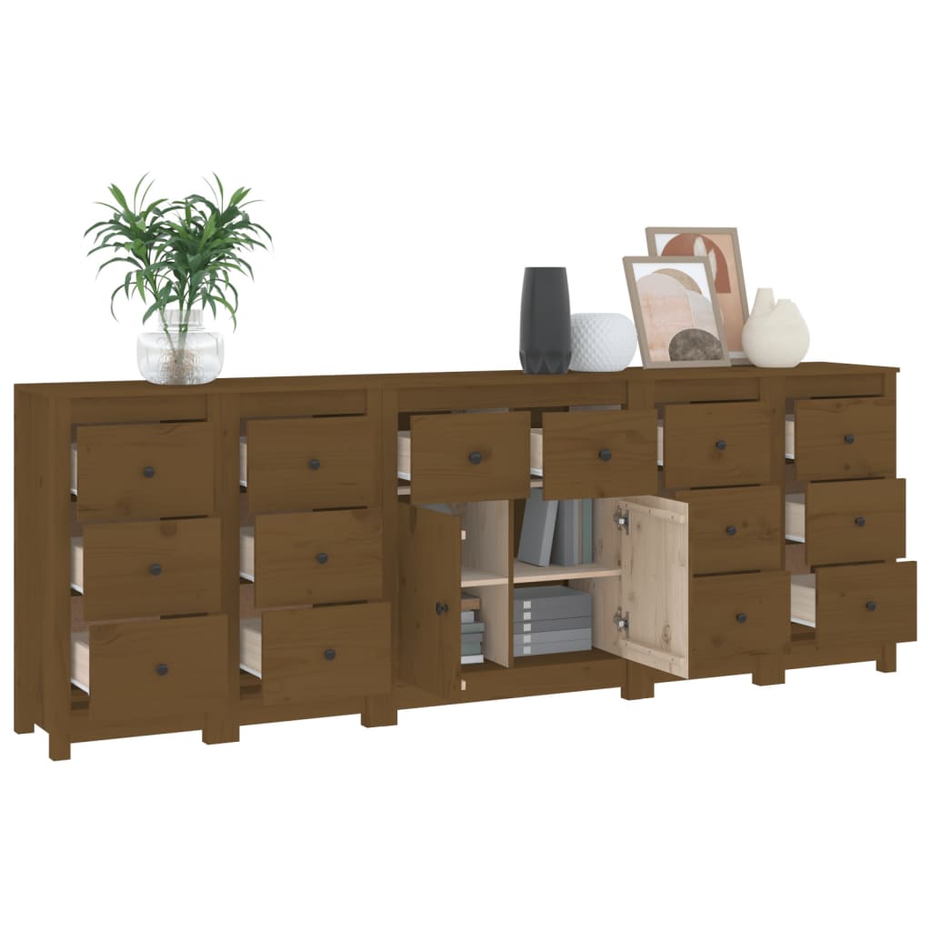 Ντουλάπι Καφέ Μελί 230 x 35 x 80 εκ. από Μασίφ Ξύλο Πεύκου