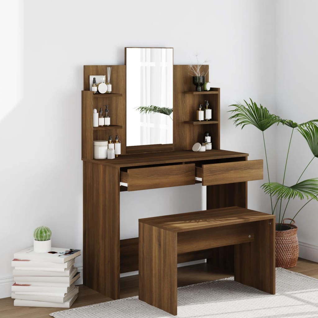 Μπουντουάρ Σετ Καφέ Δρυς 96x40x142 εκ. - PAKOBAZAAR