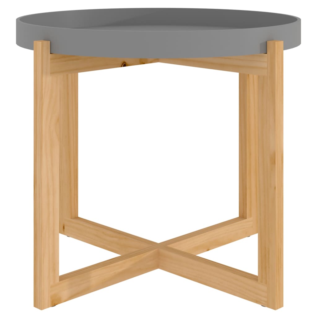 Τραπεζάκι Σαλονιού Γκρι 53x53x43,5 εκ. Επεξ. Ξύλο&Μασίφ Πεύκο