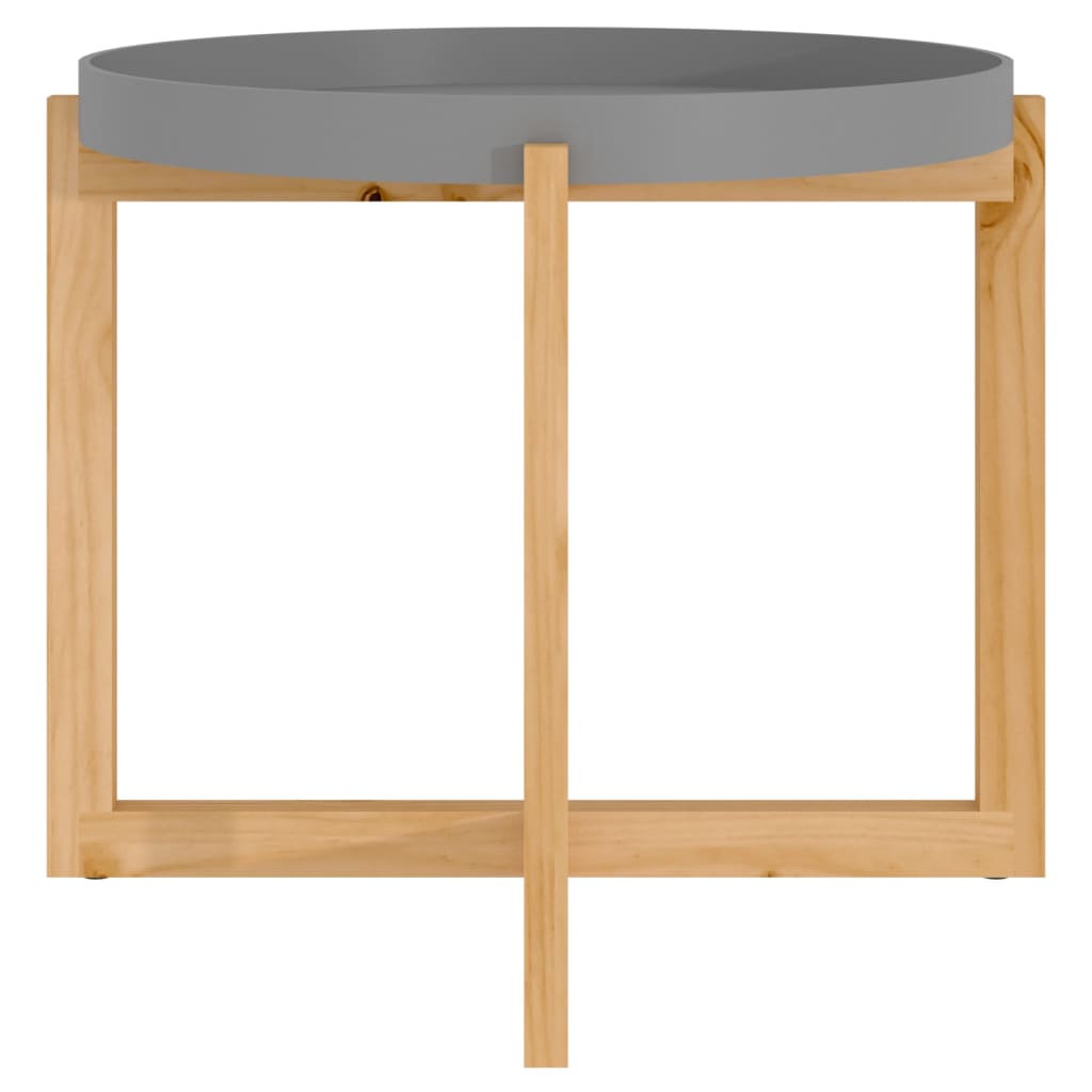 Τραπεζάκι Σαλονιού Γκρι 53x53x43,5 εκ. Επεξ. Ξύλο&Μασίφ Πεύκο