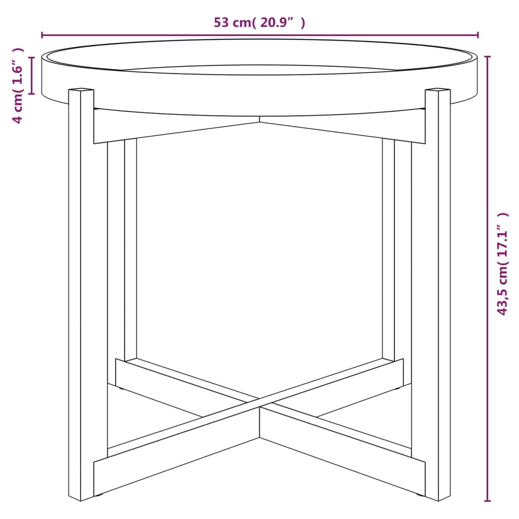 Τραπεζάκι Σαλονιού Γκρι 53x53x43,5 εκ. Επεξ. Ξύλο&Μασίφ Πεύκο