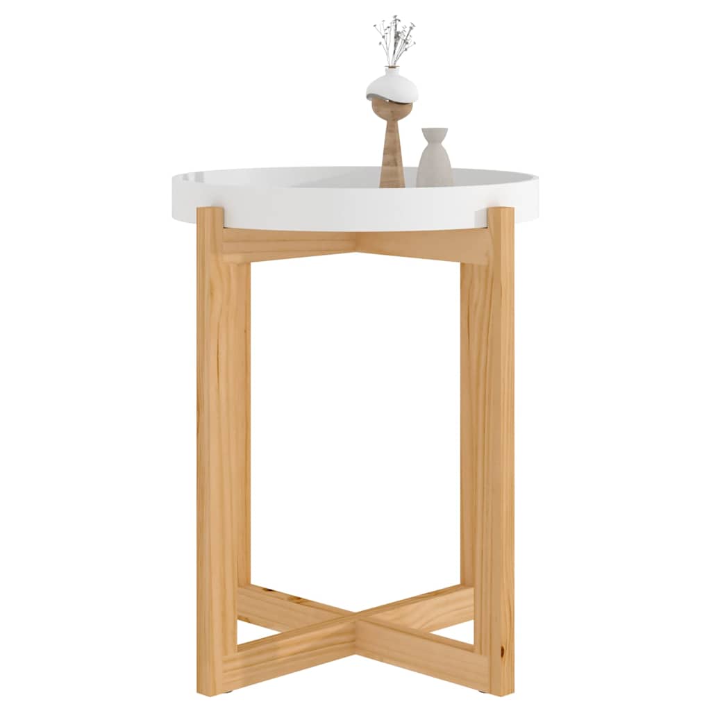 Τραπεζάκι Σαλονιού Λευκό 41x41x48,5 εκ. Επεξ. Ξύλο&Μασίφ Πεύκο