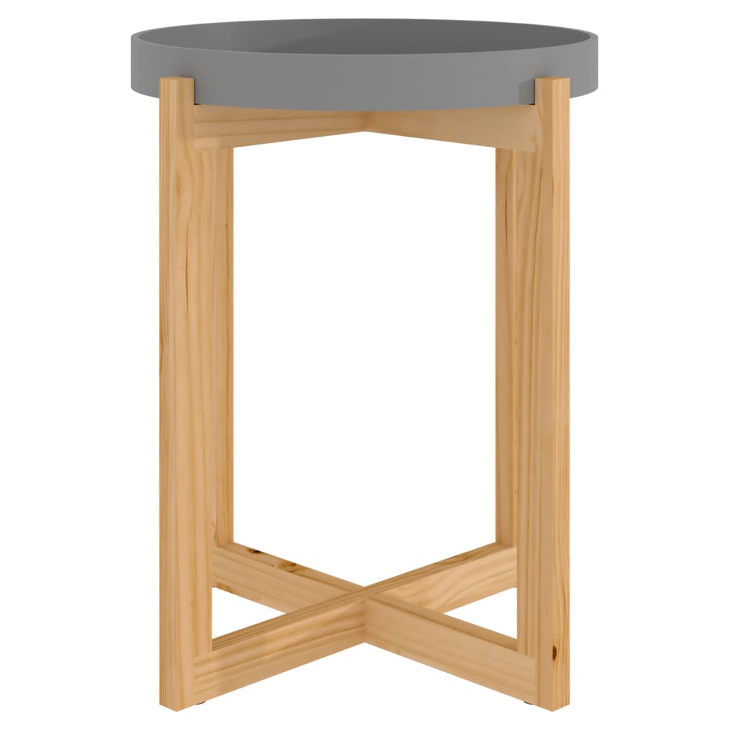 Τραπεζάκι Σαλονιού Γκρι 41x41x48,5 εκ. Επεξ. Ξύλο&Μασίφ Πεύκο