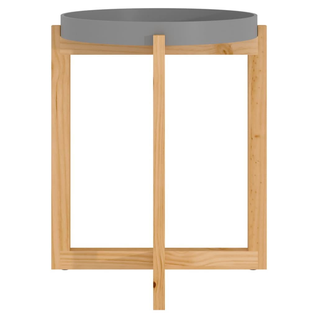 Τραπεζάκι Σαλονιού Γκρι 41x41x48,5 εκ. Επεξ. Ξύλο&Μασίφ Πεύκο