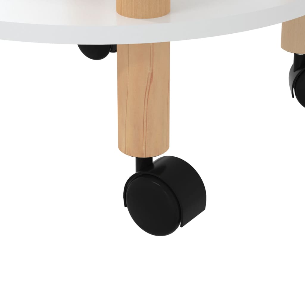 Τρόλεϊ 3 Επιπέδων Λευκό 38 x 38 x 82 εκ. Επεξ. Ξύλο/Μασίφ Πεύκο