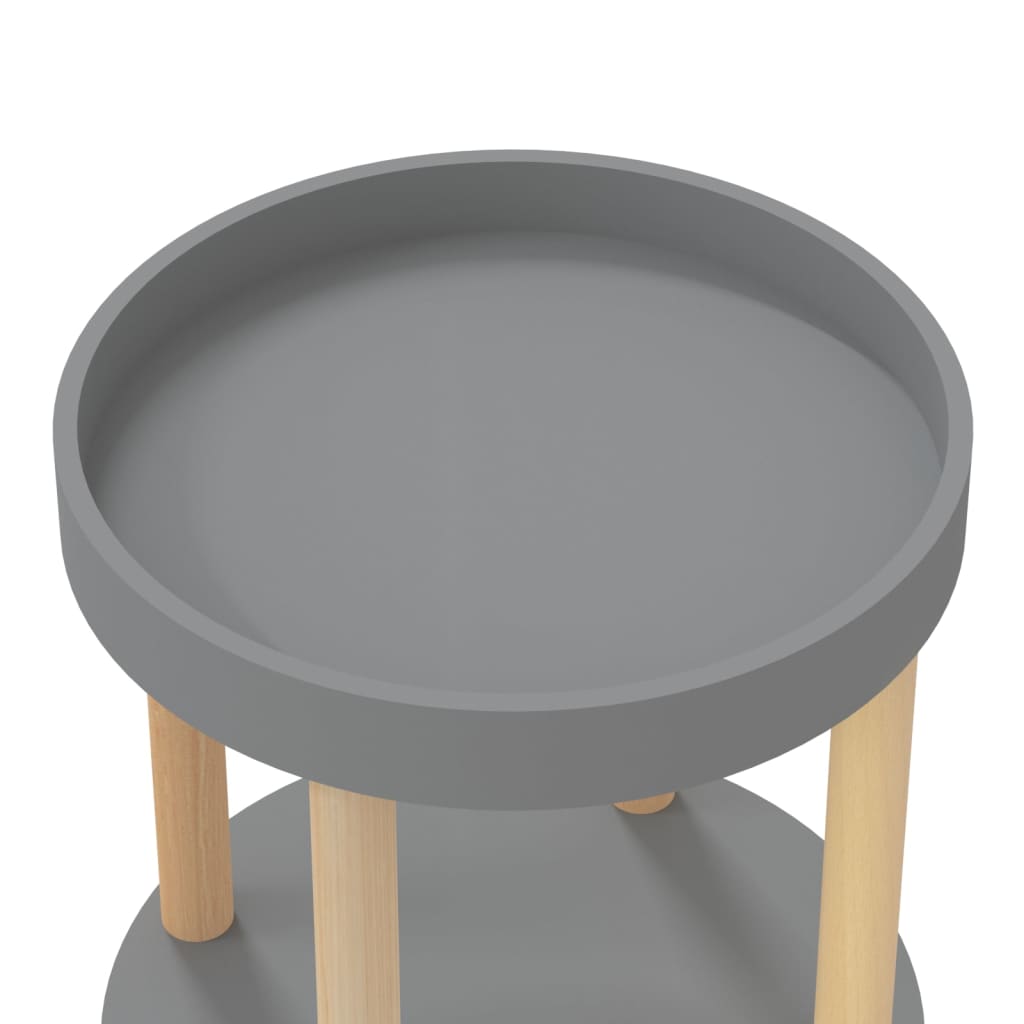 Τρόλεϊ 3 Επιπέδων Γκρι 38 x 38 x 82 εκ. Επεξ. Ξύλο/Μασίφ Πεύκο