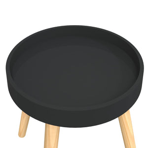 Βοηθητικό Τραπέζι Μαύρο 38x38x40 εκ. Επεξ. Ξύλο & Μασίφ Πεύκο