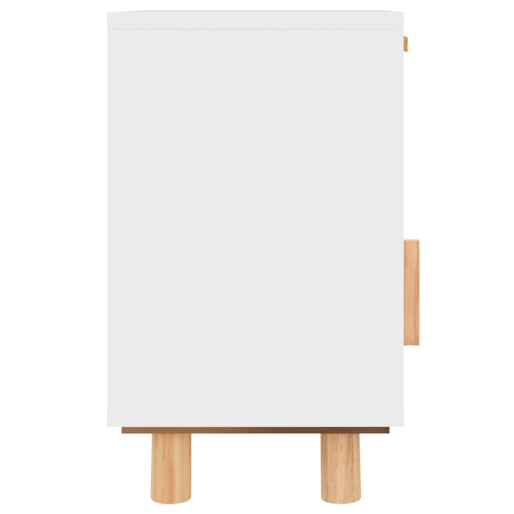 Κομοδίνα 2 τεμ. Λευκά από Μασίφ Ξύλο Πεύκου και Φυσικό Ρατάν - Pakobazaar