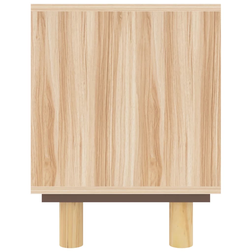 Έπιπλο Τηλεόρασης Καφέ 105x30x40 εκ Μασίφ Πεύκο & Φυσικό Ρατάν